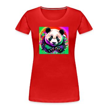 Panda - Frauen Premium Bio T-Shirt - Rot - Vorne - Mia (176cm)