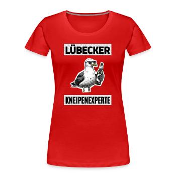 Lübecker Kneipen Experte - Frauen Premium Bio T-Shirt - Rot - Vorne - Mia (176cm)