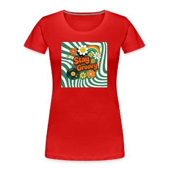 Retro-Blumenstil - Frauen Premium Bio T-Shirt - Rot - Vorne - Mia (176cm)