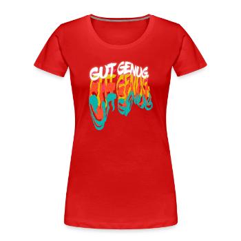 Buntes Graffiti Statement - Frauen Premium Bio T-Shirt - Rot - Vorne - Mia (176cm)