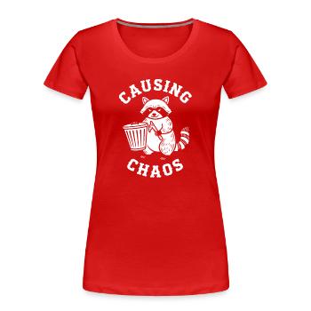 Chaos Raccoon Motif - Women's Premium Organic T-Shirt - red - Front - Mia (176cm)