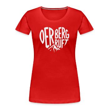 Der Berg ruft Herz - Frauen Premium Bio T-Shirt - Rot - Vorne - Mia (176cm)