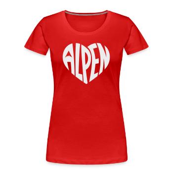 Alpen Herzdesign - Designfarbe variabel - Frauen Premium Bio T-Shirt - Rot - Vorne - Mia (176cm)
