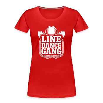 Line Dance Gang Cowboy - Women's Premium Organic T-Shirt - red - Front - Mia (176cm)