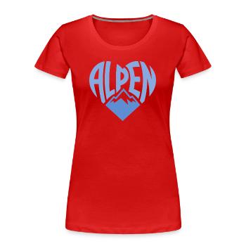 Alpenherz Mountain Badge - Women's Premium Organic T-Shirt - red - Front - Mia (176cm)