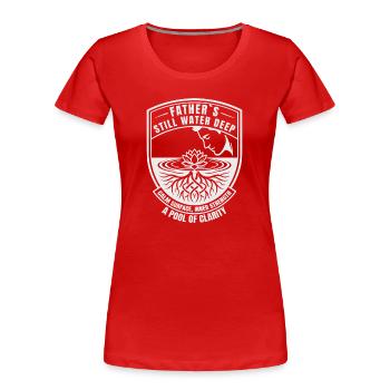 Père Eau Calme Profond Repos de Lotus - T-shirt bio Premium Femme - rouge - Devant - Mia (176cm)