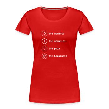 Mindfulness, Moments, Memories, Happiness - Women's Premium Organic T-Shirt - red - Front - Mia (176cm)