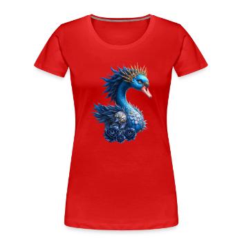 Royal Blue Bird with Crown - Women's Premium Organic T-Shirt - red - Front - Mia (176cm)