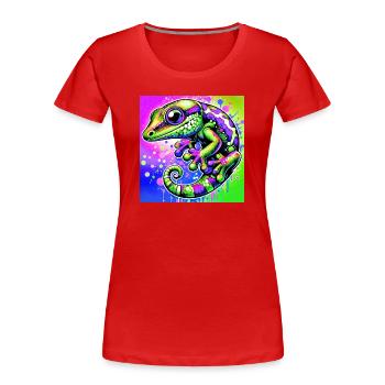 Gecko - Frauen Premium Bio T-Shirt - Rot - Vorne - Mia (176cm)