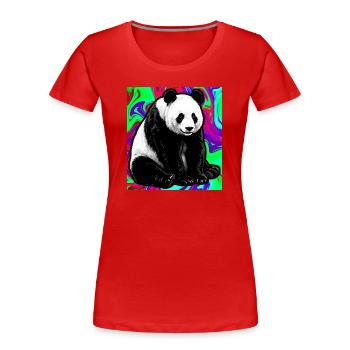 Panda - Frauen Premium Bio T-Shirt - Rot - Vorne - Mia (176cm)