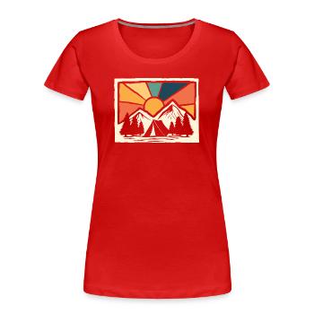 Mountain Camping Hiking Forest Scouts Campers - Women's Premium Organic T-Shirt - red - Front - Mia (176cm)