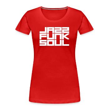 Monochrome Grid Geometric Pattern - Women's Premium Organic T-Shirt - red - Front - Mia (176cm)
