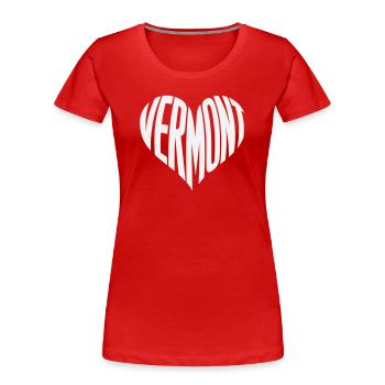 Vermont, USA Herz Typografie - Frauen Premium Bio T-Shirt - Rot - Vorne - Mia (176cm)