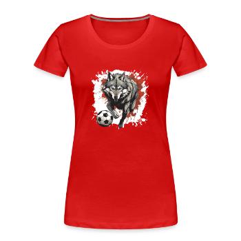 Wolf Fussball Team - Frauen Premium Bio T-Shirt - Rot - Vorne - Mia (176cm)