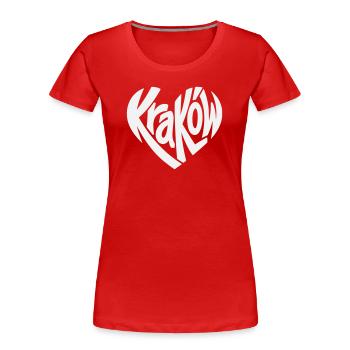 Krakau, Krakow Herz Typo-Logo - Frauen Premium Bio T-Shirt - Rot - Vorne - Mia (176cm)