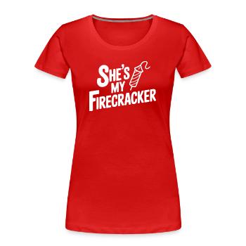 C’est mon pétard - T-shirt bio Premium Femme - rouge - Devant - Mia (176cm)
