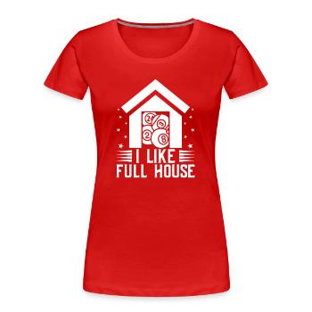 Joueur de bingo J’aime le bingo Full House - T-shirt bio Premium Femme - rouge - Devant - Mia (176cm)