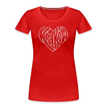 Krakau, Krakow Herz Typografie - Frauen Premium Bio T-Shirt - Rot - Vorne - Mia (176cm)