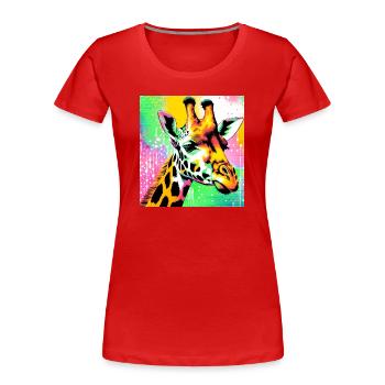 Giraffe - Frauen Premium Bio T-Shirt - Rot - Vorne - Mia (176cm)
