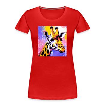 Giraffe - Frauen Premium Bio T-Shirt - Rot - Vorne - Mia (176cm)