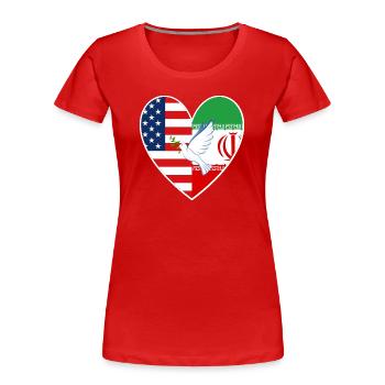 USA Iran Dove of Peace Love - Women's Premium Organic T-Shirt - red - Front - Mia (176cm)