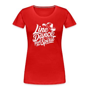 Line Dance Spirit - Women's Premium Organic T-Shirt - red - Front - Mia (176cm)