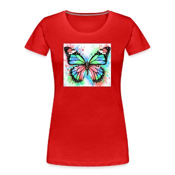 butterfly - Women's Premium Organic T-Shirt - red - Front - Mia (176cm)