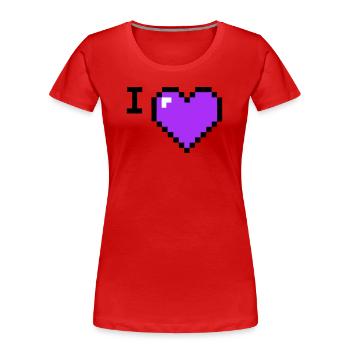 Texte provisoire de Cœur J’adore - T-shirt bio Premium Femme - rouge - Devant - Mia (176cm)