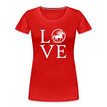 Love of horses - Women's Premium Organic T-Shirt - red - Front - Mia (176cm)