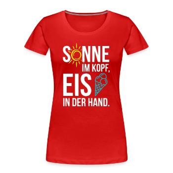 Sonne im Herzen, Eis in der Hand – Coole Sommer‑Me - Frauen Premium Bio T-Shirt - Rot - Vorne - Mia (176cm)