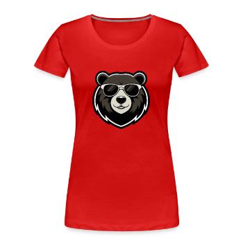 Urban Bear Dark Glasses - Women's Premium Organic T-Shirt - red - Front - Mia (176cm)
