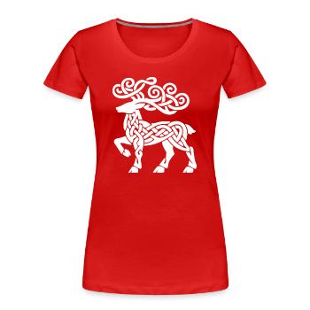 Keltische Knotenhirsche - Frauen Premium Bio T-Shirt - Rot - Vorne - Mia (176cm)