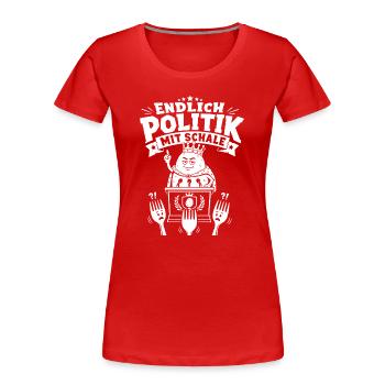 Endlich Politik mit Schale - Frauen Premium Bio T-Shirt - Rot - Vorne - Mia (176cm)