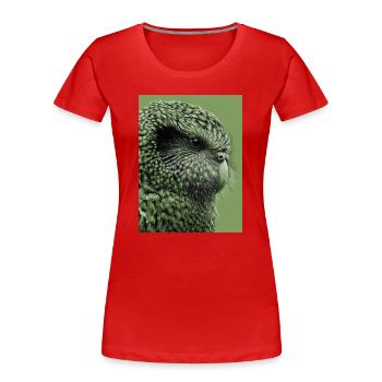 Kakapo illustration in green - Women's Premium Organic T-Shirt - red - Front - Mia (176cm)