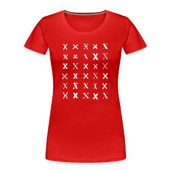 Typography Monogram X Pattern - Women's Premium Organic T-Shirt - red - Front - Mia (176cm)