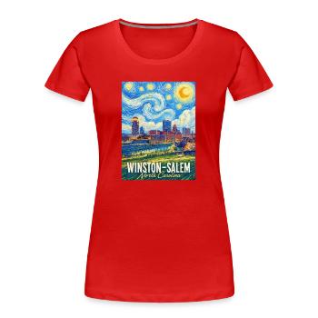 Winston-Salem, North Carolina - Women's Premium Organic T-Shirt - red - Front - Mia (176cm)