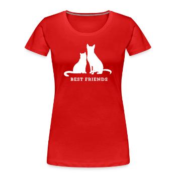 MEILLEURS AMIS – Amour du chat et du chien - T-shirt bio Premium Femme - rouge - Devant - Mia (176cm)