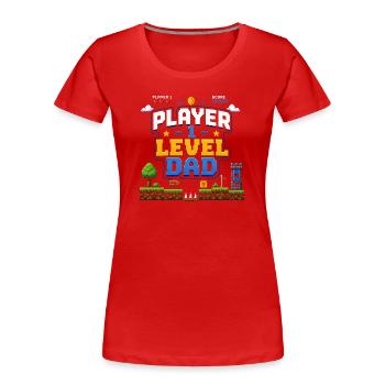 Pixellevel Vater: Retro Spielwelt - Frauen Premium Bio T-Shirt - Rot - Vorne - Mia (176cm)