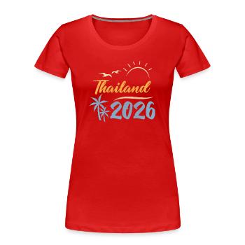 Thailand 2026 - Frauen Premium Bio T-Shirt - Rot - Vorne - Mia (176cm)