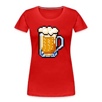 Pixel Art sur verre à bière – Design rétro de bière - T-shirt bio Premium Femme - rouge - Devant - Mia (176cm)