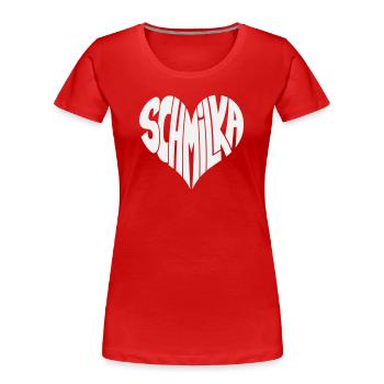 Schmilka, Ba Schandau Herz Schriftzug - Frauen Premium Bio T-Shirt - Rot - Vorne - Mia (176cm)