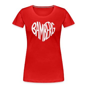 Bamberg Herz Typo - Frauen Premium Bio T-Shirt - Rot - Vorne - Mia (176cm)