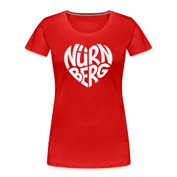 Nurnberg Herz Schriftzug - Frauen Premium Bio T-Shirt - Rot - Vorne - Mia (176cm)
