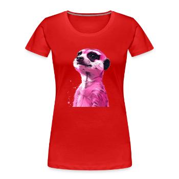 Suricate rose - T-shirt bio Premium Femme - rouge - Devant - Mia (176cm)