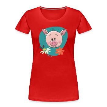 Cochon mignon - T-shirt bio Premium Femme - rouge - Devant - Mia (176cm)