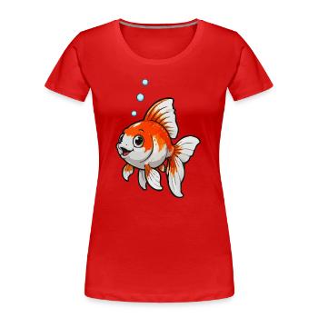 Poisson rouge de dessin animé de carpes koi avec des bulles - T-shirt bio Premium Femme - rouge - Devant - Mia (176cm)