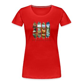Voyage en Pennsylvanie – Liberty Bell & Autumn Spirit - T-shirt bio Premium Femme - rouge - Devant - Mia (176cm)