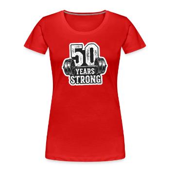 Bodybuilding 50 Birthday Gym Men Fitness - Women's Premium Organic T-Shirt - red - Front - Mia (176cm)