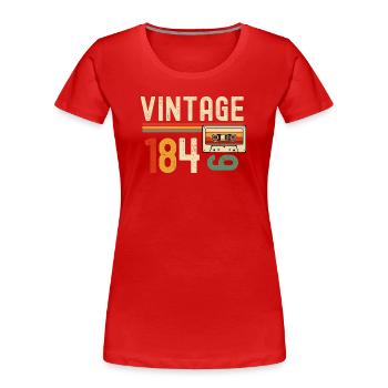 Vintage 1840's Retro Cassette - Women's Premium Organic T-Shirt - red - Front - Mia (176cm)