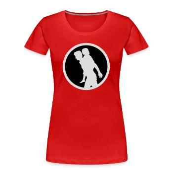 Vater Kind Silhouette Spazieren Familie Papa Liebe - Frauen Premium Bio T-Shirt - Rot - Vorne - Mia (176cm)